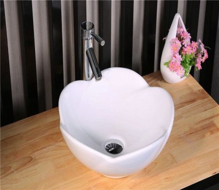 Раковина из сантехнического фаянса CeramaLux 9078 40х40 накладная цвет белый без отверстий под смеситель