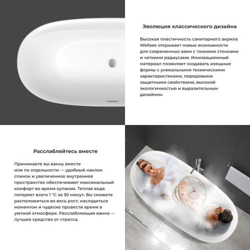 Ванна акриловая Wellsee Pro Line 287501000 170х80 отдельностоящая овальная с ножками - фото 5