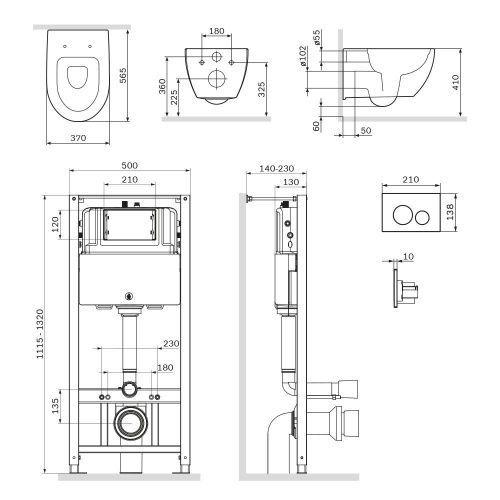 Комплект унитаз с инсталляцией с клавишей смыва Am.Pm Awe IS49038.111700 - фото 5