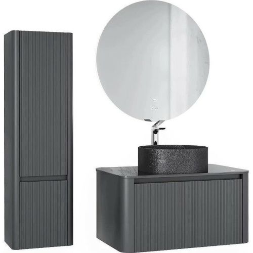 Шкаф-пенал Jorno LUMINO Lum.04.120/P/A/JR 40х120 подвесной цвет черный - фото 2