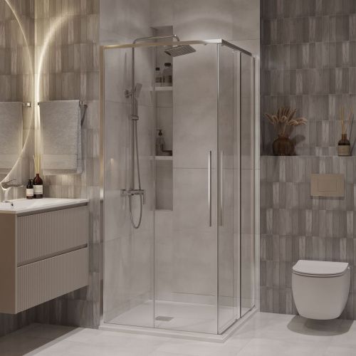 Душевой уголок Niagara Nova NG-6624-34 100х100 стекло прозрачное профиль хром без поддона - фото 3