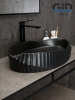 Раковина керамическая Gid Creativo 53358 60х40 накладная цвет черный без отверстий под смеситель