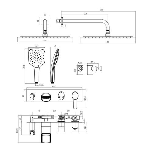 Душевая система LeMark Atlantiss LM3225C встраиваемая в стену цвет хром с термостатом - фото 2