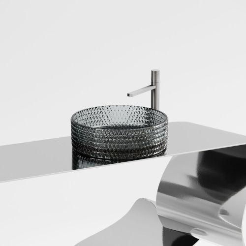 Раковина стеклянная Ceramica Nova CRISTAL CN6060 40х40 накладная цвет черный без отверстий под смеситель - фото 5