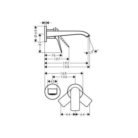 Смеситель для раковины Hansgrohe 75050000 встраиваемый в стену хром