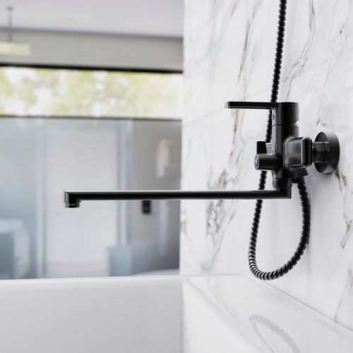 Смеситель для ванны Tokito KUDO TOK-KUD-1015 настенный черный - фото 5