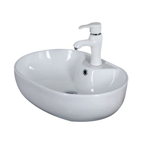 Раковина из сантехнического фарфора Melana 7734-805 60х40 накладная цвет белый 1 отверстие под смеситель - фото 5