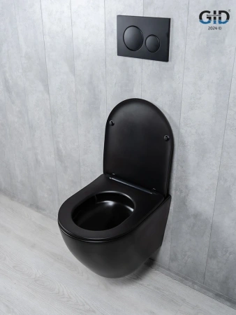 Унитаз подвесной Gid Tornado 62261Y черный с сиденьем микролифт безободковый смыв торнадо