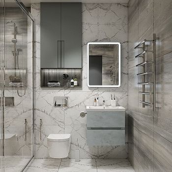 Тумба под раковину Art&Max TECHNO AM-Techno-600-2C-SO-LS935 60х50 подвесная цвет серый