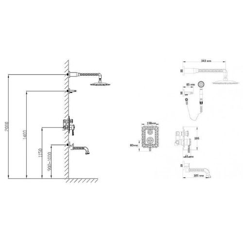 Душевая система Bronze de Luxe 10137R встраиваемая в стену цвет бронза - фото 3