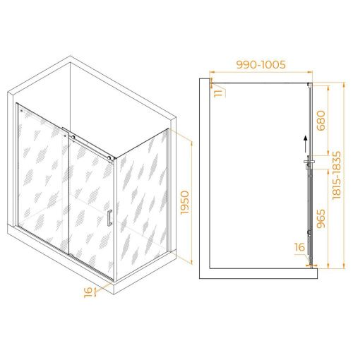 Душевой уголок RGW Tornado 02074480-11 180х100 стекло прозрачное профиль хром без поддона - фото 2