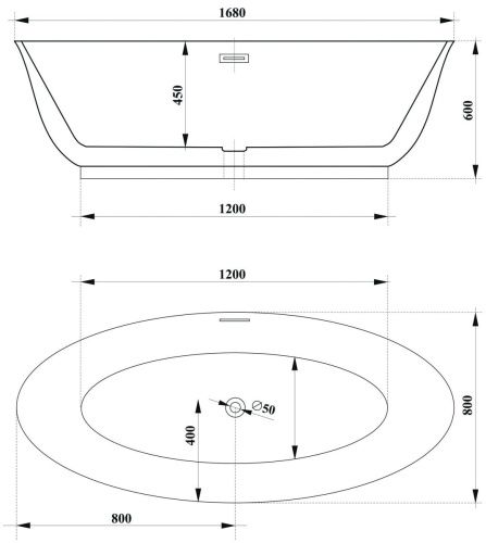Ванна акриловая Cerutti SPA CT10516 170х80 отдельностоящая овальная с ножками - фото 4