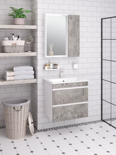 Тумба под раковину Runo Манхэттен 00-00001019 70х50 подвесная цвет серый/белый - фото 2