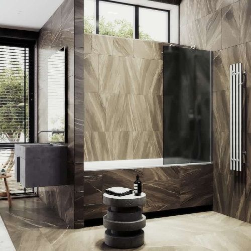 Душевая шторка на ванну Maybah Glass MGV-88-5ш 80х140 стекло тонированное профиль хром ориентация универсальная - фото 3