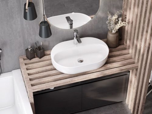 Раковина мебельная керамическая Santek Одри Round 62 1.WH50.1.710 60х40 накладная цвет белый 1 отверстие под смеситель - фото 4