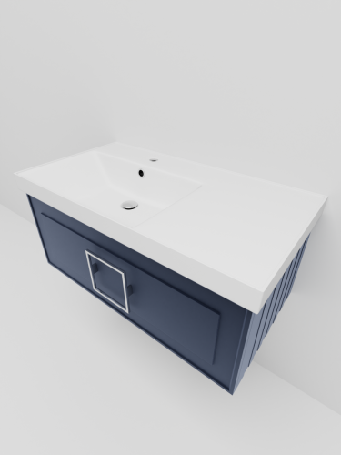 Тумба с раковиной La Fenice CUBO NFNC-01-CUB-BG-90-1-90L 90х50 подвесная цвет синий - фото 3