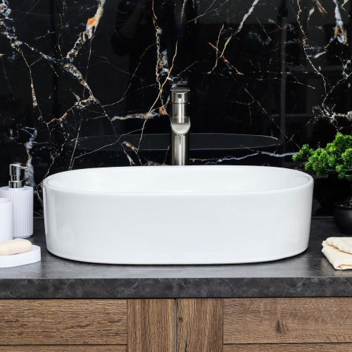 Раковина из сантехнического фарфора Melana 852-805 60х40 накладная цвет белый без отверстий под смеситель - фото 4