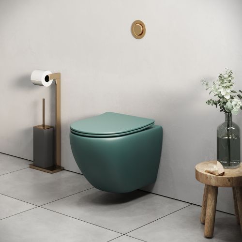 Унитаз подвесной Grossman Color GR-4455OLMS зеленый с сиденьем микролифт безободковый каскадный смыв - фото 5