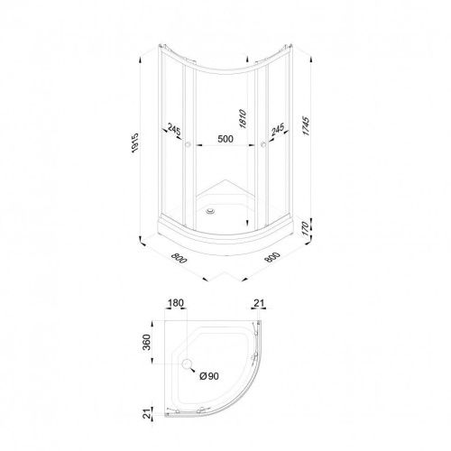 Душевой уголок Тритон Ультра Щ0000061784 80х80 стекло прозрачное профиль белый с поддоном - фото 2