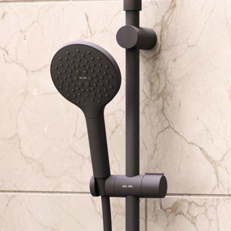 Комплект душевого уголка с душевой системой и аксессуарами Am.Pm Gem S WK93ER стекло прозрачное профиль черный без поддона