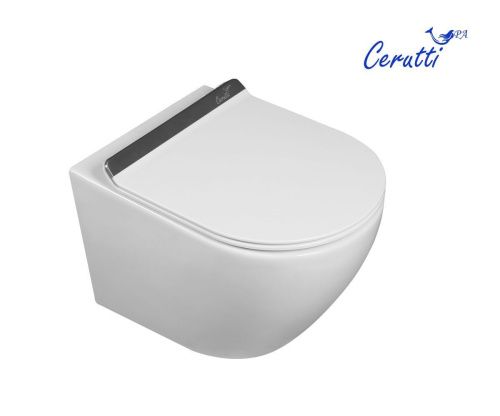 Унитаз подвесной Cerutti SPA CT9956 белый с сиденьем микролифт безободковый смыв торнадо - фото 3