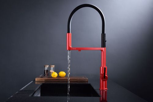 Смеситель для кухни Paulmark TORNADO To213402-FI на мойку черный/красный - фото 3