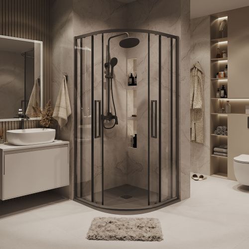 Душевой уголок Grossman Cosmo 301.K33.02.1010.42.00 100х100 стекло прозрачное профиль графит без поддона - фото 5