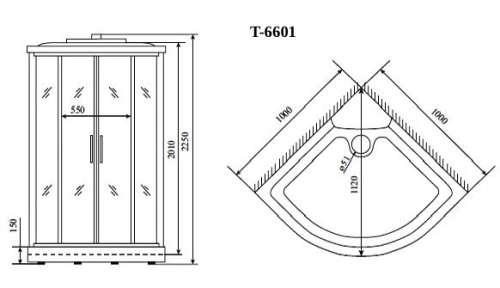 Душевая кабина Timo Standart T-6601SF 100х100 четверть круга с крышей ориентация универсальная - фото 2