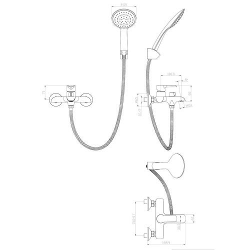 Смеситель для ванны Rossinka W W35-31 настенный белый/хром - фото 2