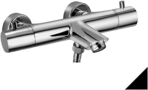 Смеситель для ванны с душем Paffoni Light LIQ022NO настенный черный с термостатом - фото 2