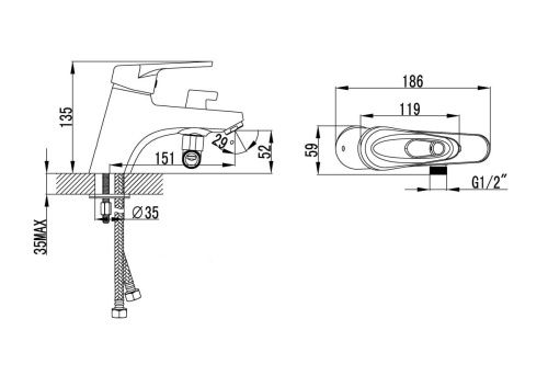 Смеситель LeMark Luna LM4115C на борт ванны хром - фото 2