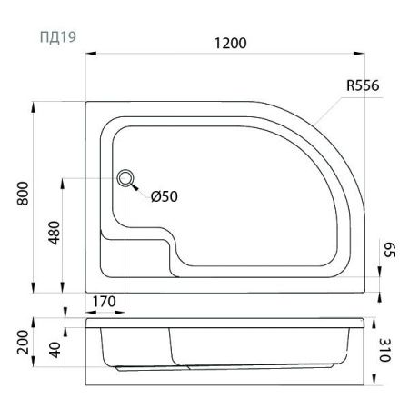 Душевой поддон акриловый Тритон Щ0000038232 120х80 белый с каркасом