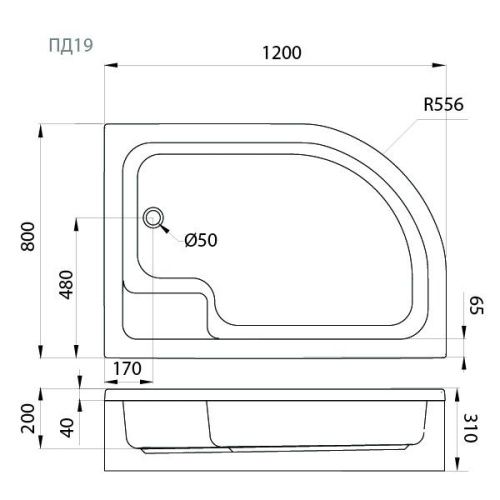 Душевой поддон акриловый Тритон Щ0000038232 120х80 белый с каркасом - фото 2