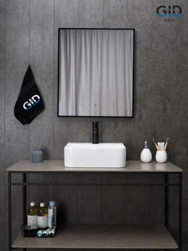 Раковина керамическая Gid Geométrico 51217 40х40 накладная цвет белый 1 отверстие под смеситель - фото 4