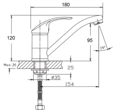 Смеситель для кухни D-Lin D151352-6 на мойку хром