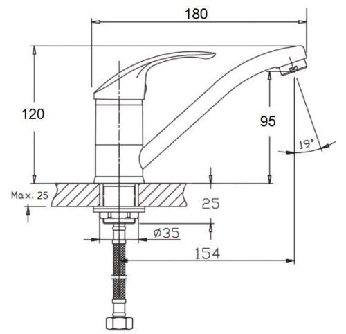 Смеситель для кухни D-Lin D151352-6 на мойку хром - фото 2