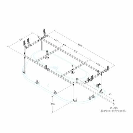 Каркас для ванны Cezares METAURO METAURO-MF