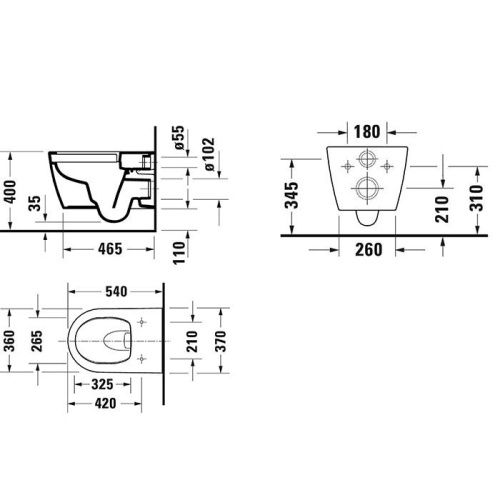 Чаша унитаза подвесная Duravit Soleil by Starck 45910920A1 цвет белый без сиденья безободковая смыв торнадо - фото 2