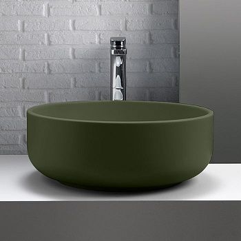 Раковина из сантехнического фарфора Kerasan Ciotola 430211 50х50 накладная цвет зеленый без отверстий под смеситель