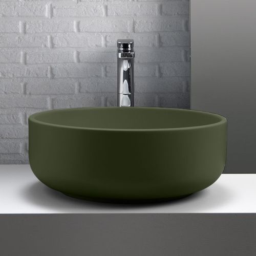 Раковина из сантехнического фарфора Kerasan Ciotola 430211 50х50 накладная цвет зеленый без отверстий под смеситель