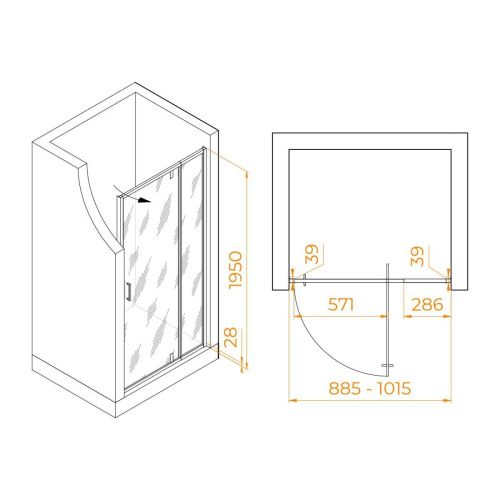 Душевая дверь RGW Passage 350800890-21 90х195 стекло матовое профиль хром - фото 5