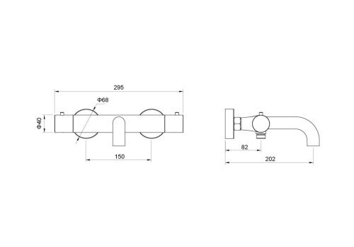 Смеситель для ванны Aquatek Европа AQ1343BGM настенный вороненая сталь с термостатом - фото 2