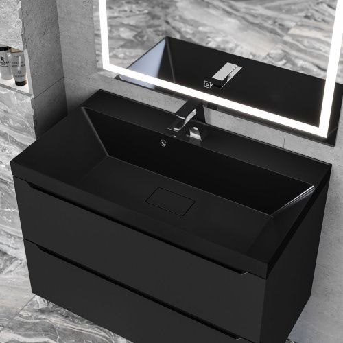 Раковина из искусственного камня Uperwood Classic New RClassicNew80bg 80х50 полувстраиваемая цвет черный - фото 2