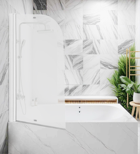 Душевая шторка на ванну Parly F04F 75х130 стекло матовое профиль белый ориентация универсальная - фото 2