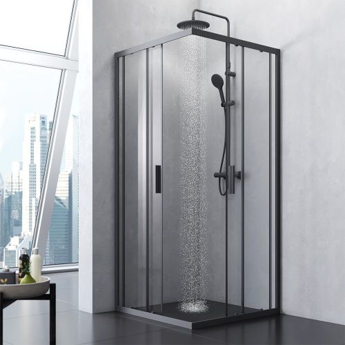 Душевой уголок Am.Pm Gem S W93G-403-090BT 90х90 стекло прозрачное профиль черный без поддона - фото 3