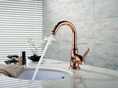 Смеситель LeMark Spark LM6707RG на раковину розовое золото