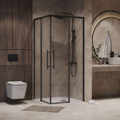 Душевой уголок Niagara Nova NG-6830-34BLACK 100х100 стекло прозрачное профиль черный без поддона - фото 2