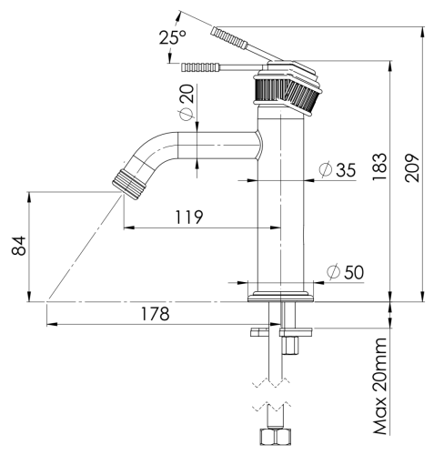 Смеситель Remer Atelier AL12 на раковину хром - фото 2