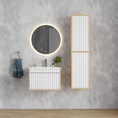 Шкаф-пенал Onika Дайлер 403568 40х140 подвесной цвет белый/коричневый - фото 2