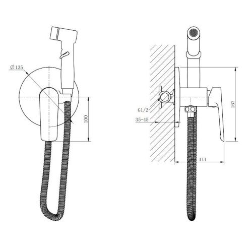Гигиенический душ со смесителем Esko SMHLGGM оружейная сталь - фото 3